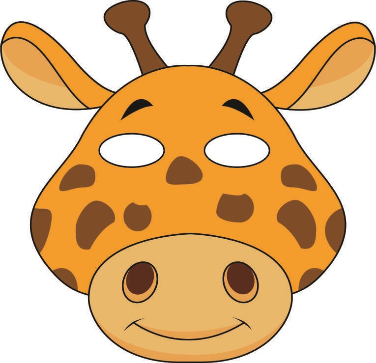 çocuklar için hazır kağıttan Zürafa maskesi şablonu